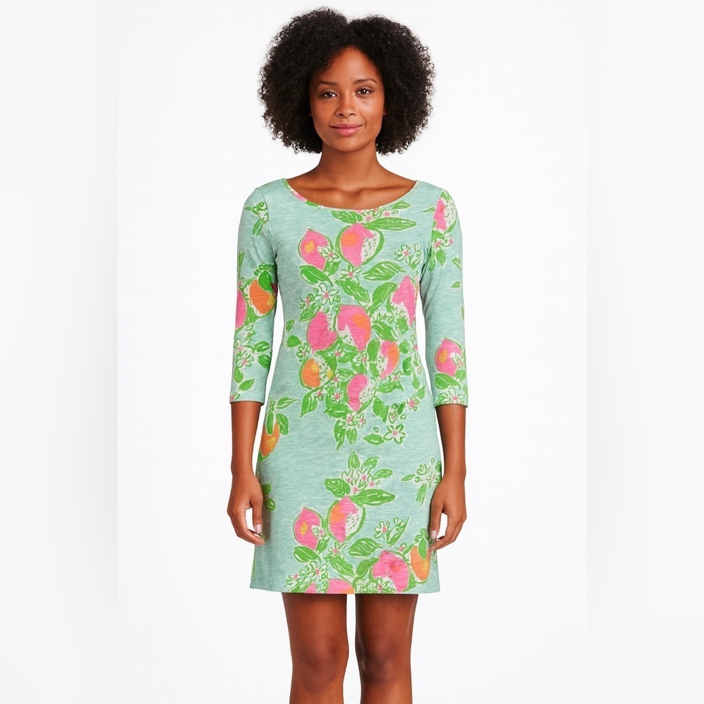 Lilly Pulitzer Marlowe shift lemonade dress Sz small 3/4 sleeve women